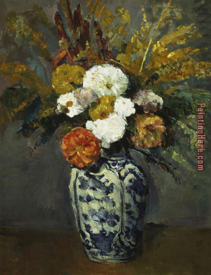 Paul Cezanne Dahlias in a Delft Vase 1873